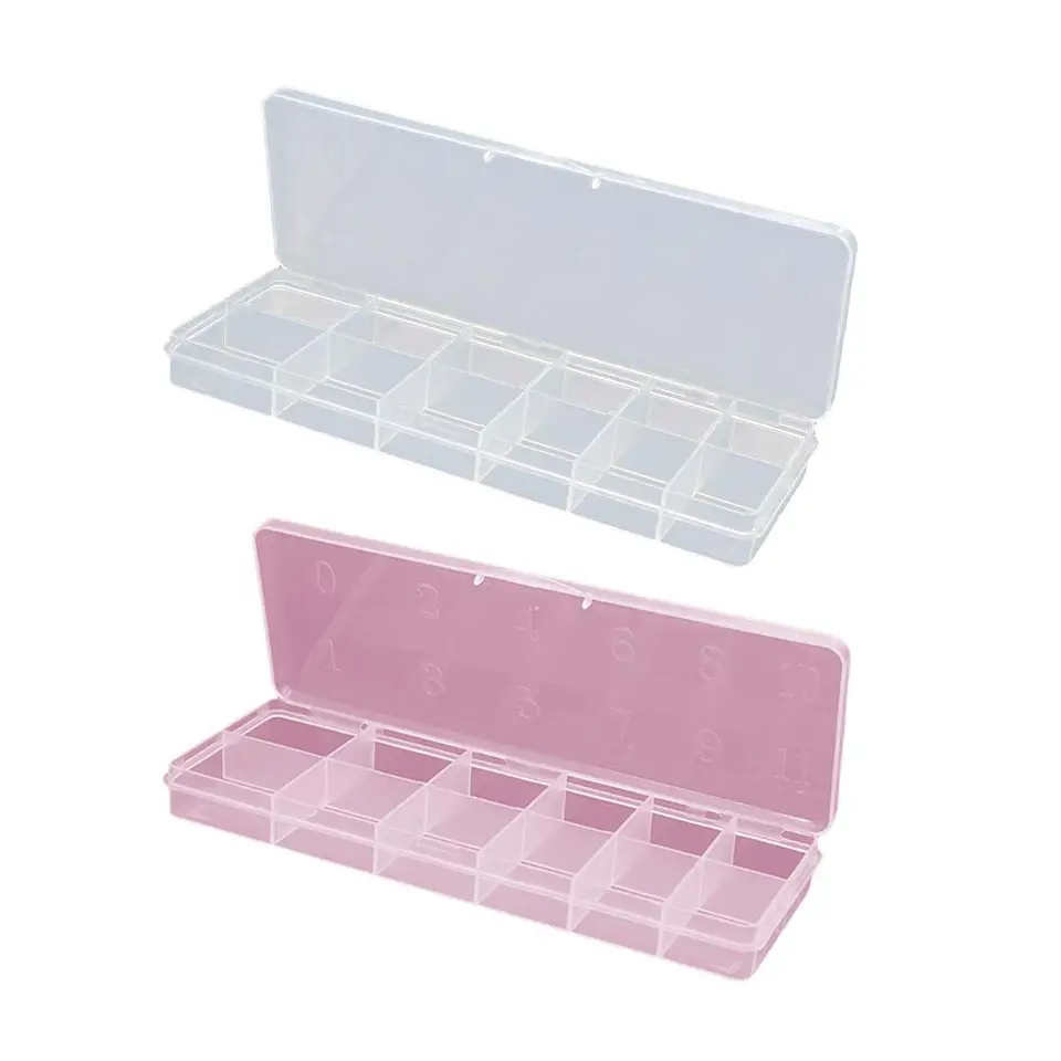 12 slotov na nechty TIPS Organizátor Storage Box s 12 priestorovými mriežka
