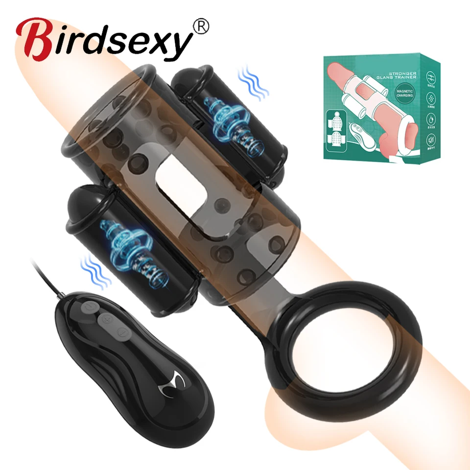 12 Speed ​​Vibrácie Mužské vibrátory Masturbátor Oneskorenie ejakulácie Výkonný Glans Trainer Penis Massager Stimulátor sexuálne hračky pre mužov