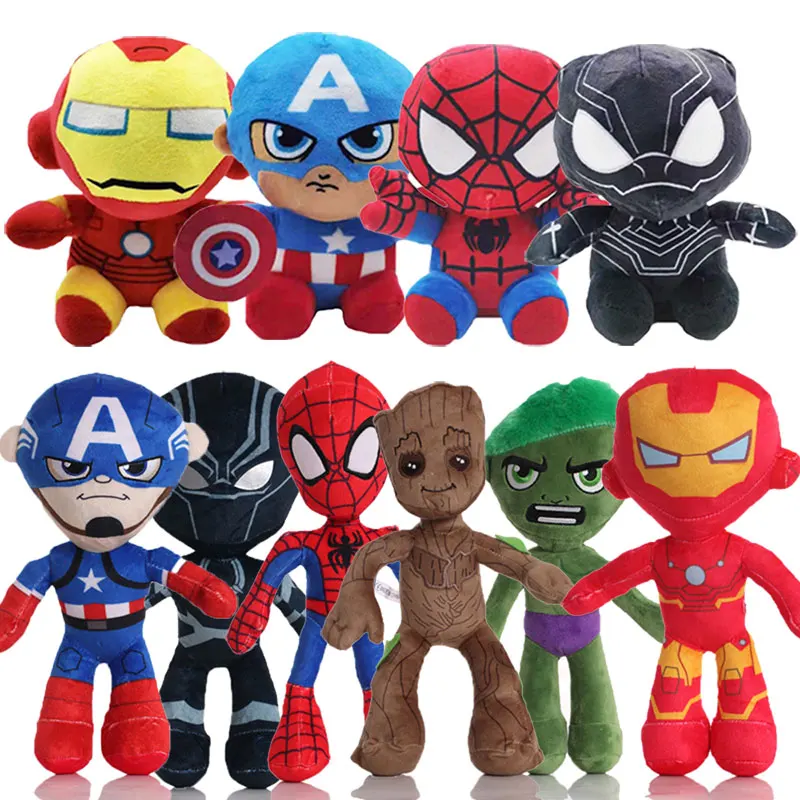 12 Style Avengers Marvel Plush Hračky Groot Captain America Spiderman Iron Man Dolls Plnené plyšové plyšové roztomilé darček k narodeninám darček darček