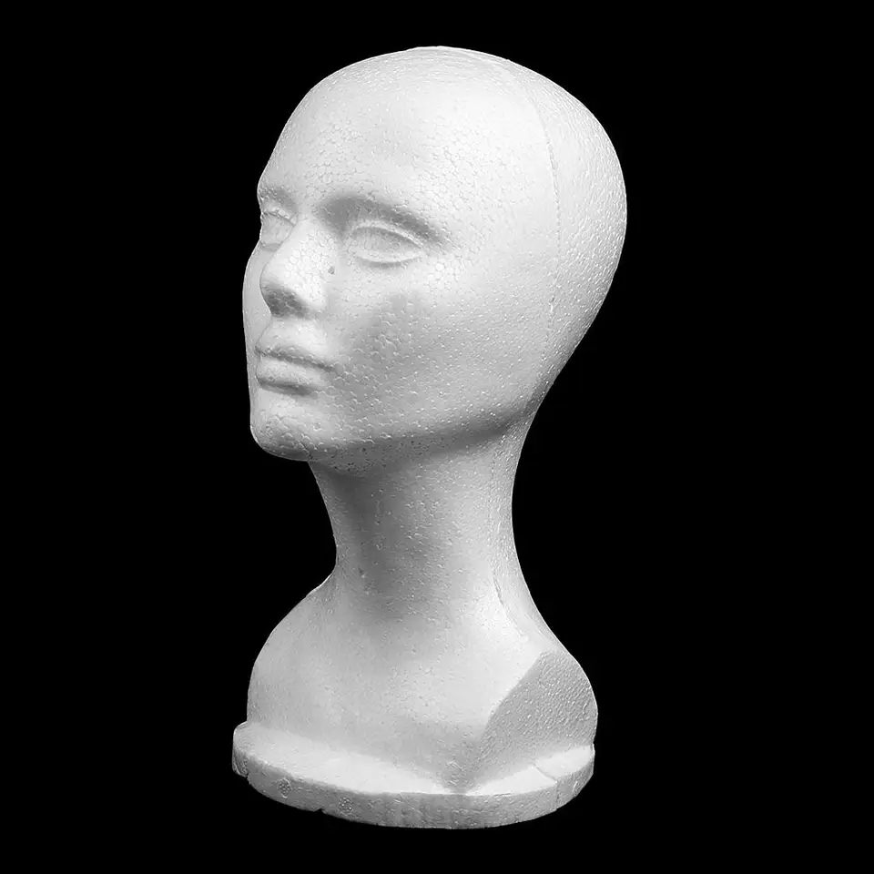 12 '' Systyrén pena Mannequin Manikin Display Head Head Wig Hat stojan biele peny (biele)