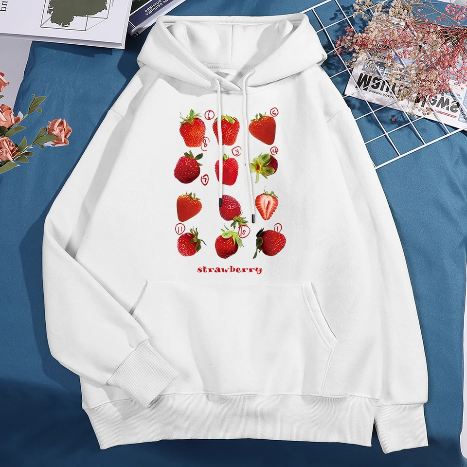 12 typov jahodových tlačiarní mikiny Men Karikatúry Módne mikiny harajuku fleece mikina jesenné oblečenie posádky