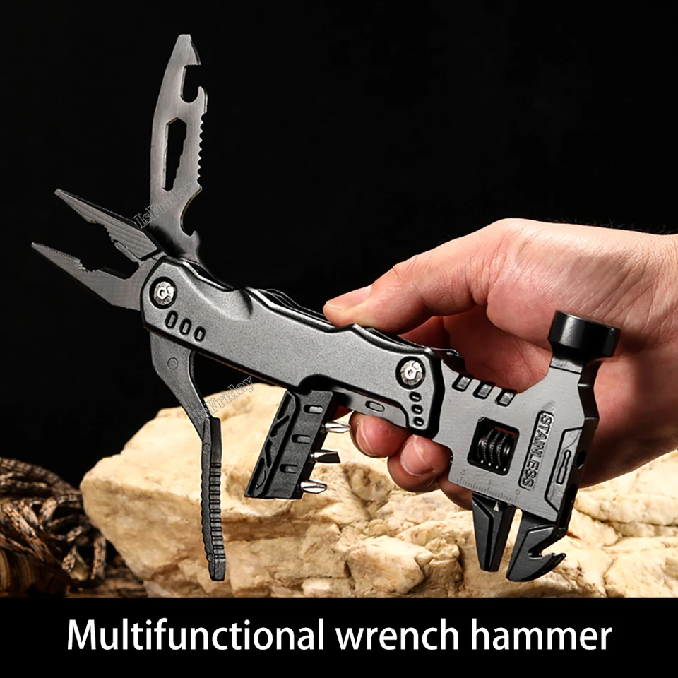 12 v 1 Nástroj Multitool EDC Univerzálne skladacie kliešte kladivo Kúpeľ Kúp