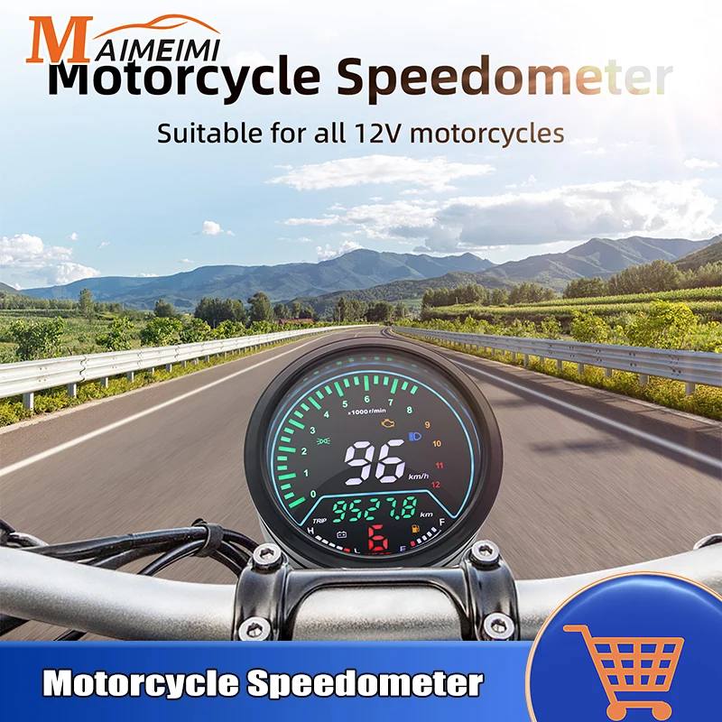 12 V Motocykel Schadometra Nástroje kilometrov indikátor Tachometer LED 12000 ot./min. Olejová hladina pre pretekár Harley Honda Yamaha Suzuki