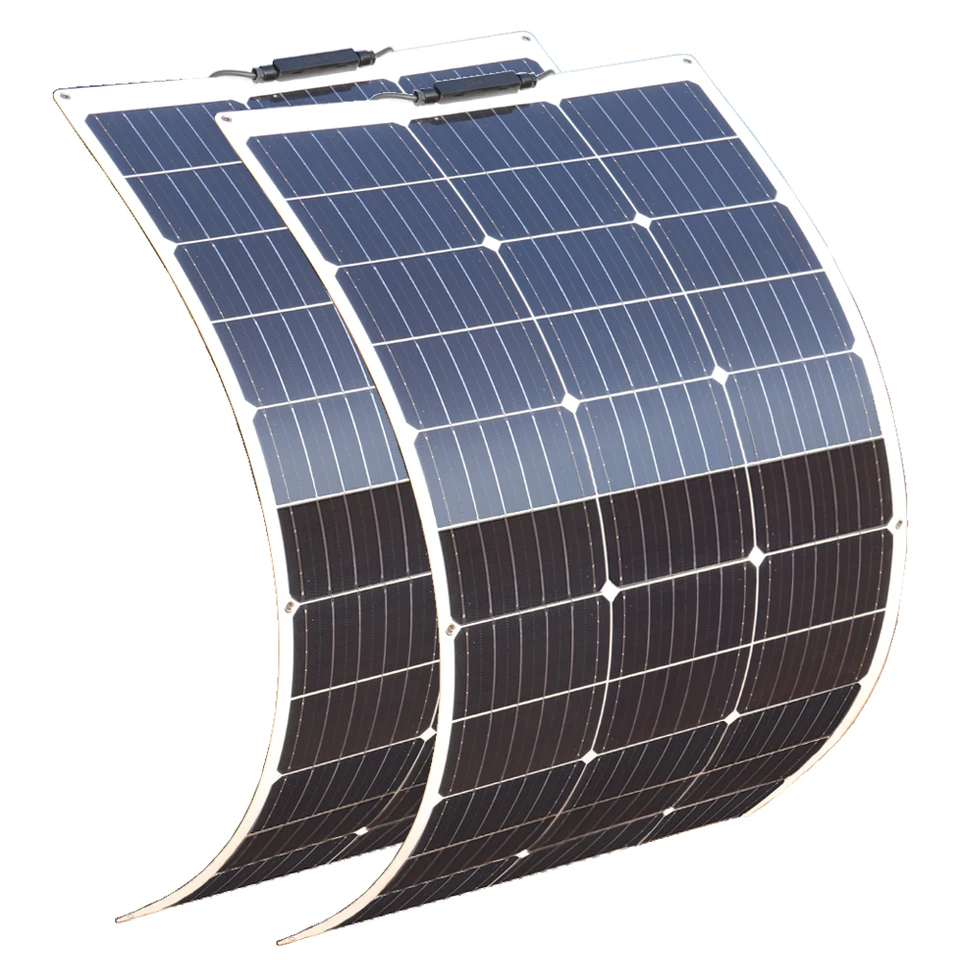 12-voltový flexibilný solárny panel 100 W alebo 200 W mono bunky pre Motorový systém Motorícka RV Caravan Camper Boats Strešné nabíjačky batérií