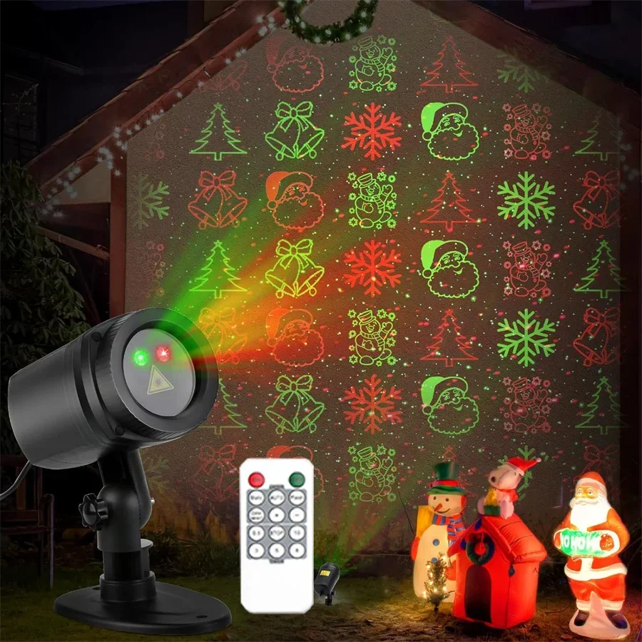 12 vzorov vianočný projektor Light Outdoor Holiday Garden Krajina laser svetlo červená zelená hviezda sprchovací kút so vzdialeným