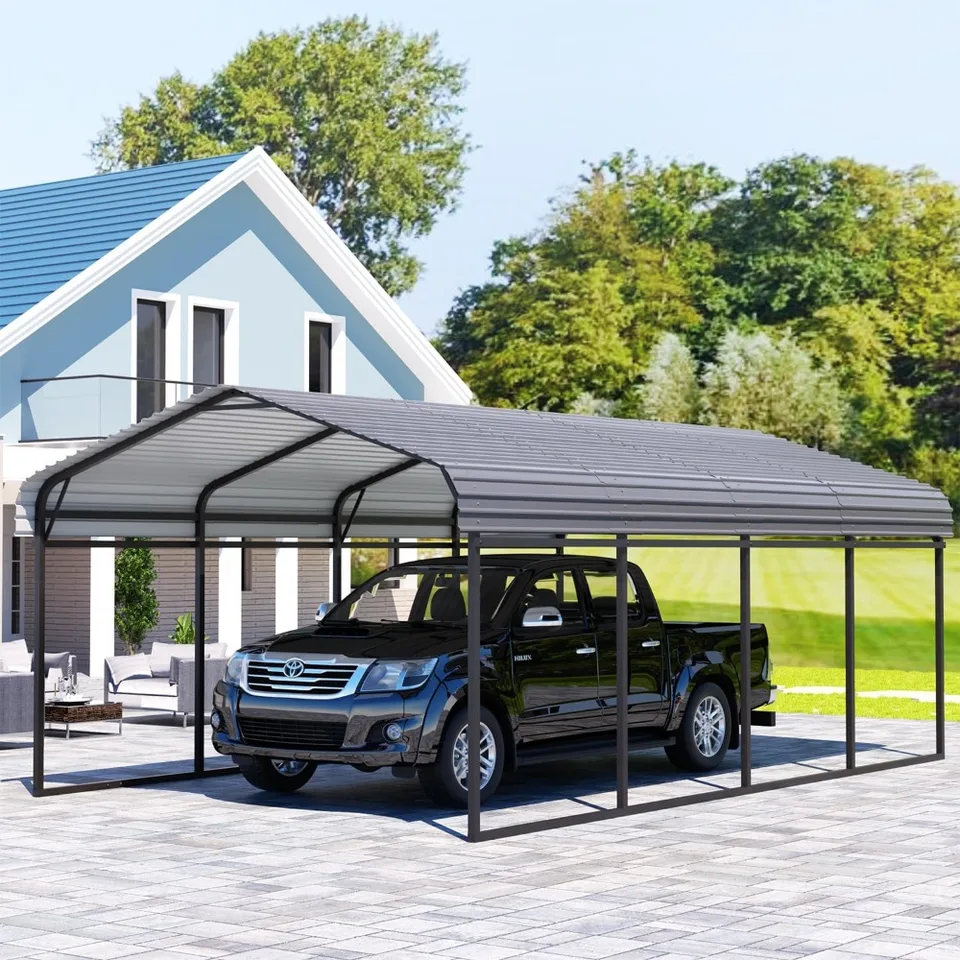 12 x 20 ft kovový prístrešok, ťažký prístrešok s pozinkovanou oceľou strech