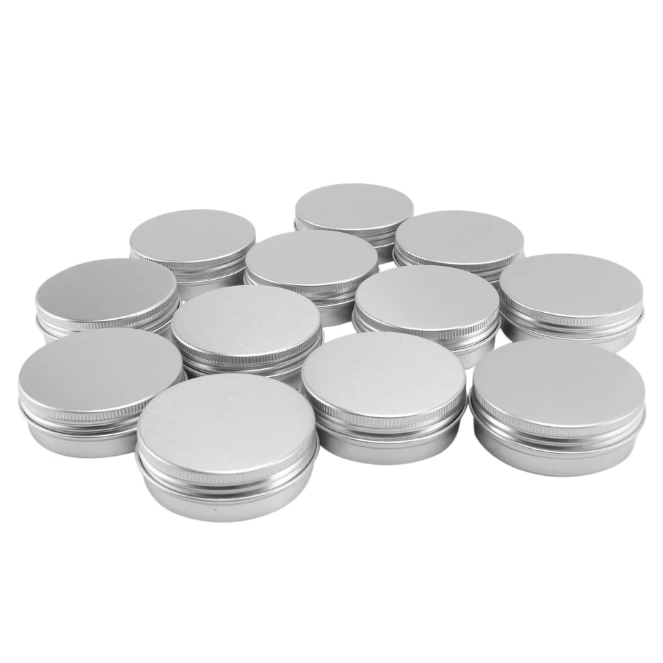 12 x 50 ml hliníkové make -up kvetináče 50 ml kapacita prázdna Malé kozmetické/sviečky/korenené hrnce.