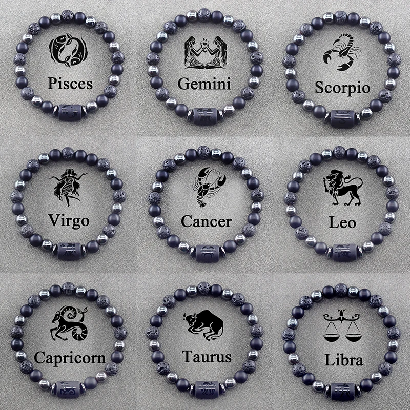 12 Zodiak Sign náramok Homme Constellation Bangles Men Cancer Libra Virgo Taurus náramok žien priateľstvo Darček šperky na ruku