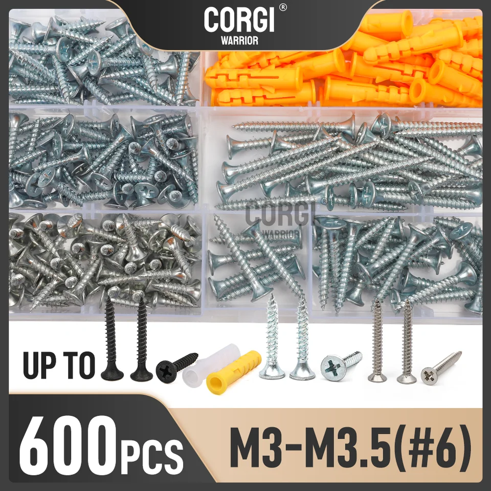 120-600 #6 High Hardness Black Wood skrutky sortiment sortiment m3 m3.5