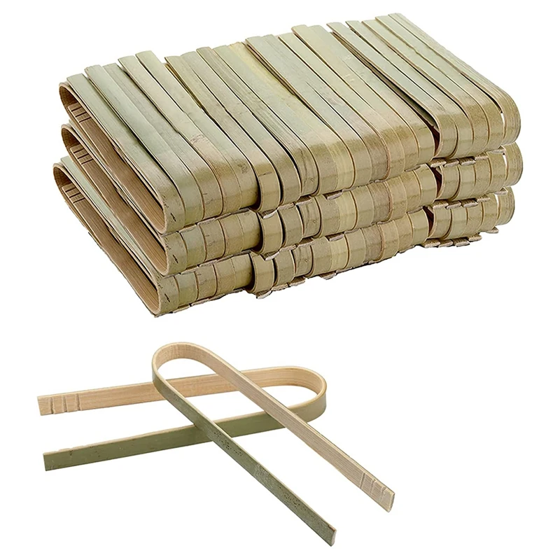 120 balení mini bambusové kliešte, 4 palcové jednorazové kliešte, ekologické mini jednorazové bambusové náčinie Toast Tongs