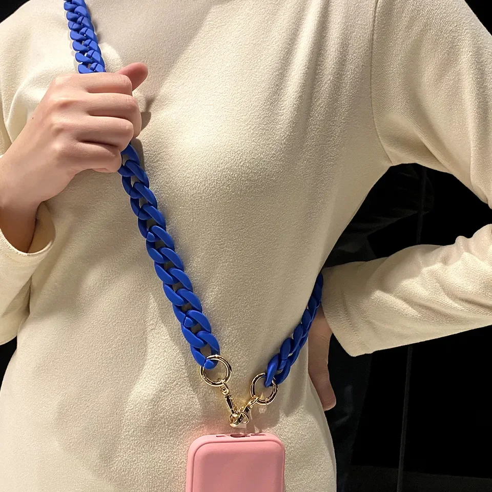 120 cm dizajn skosenia Anti-Lost Phone Lanyard Lope Brck Race Race Farba prenosný akrylový mobilný telefón reťazové príslušenstvo Darčeky vonkajšie