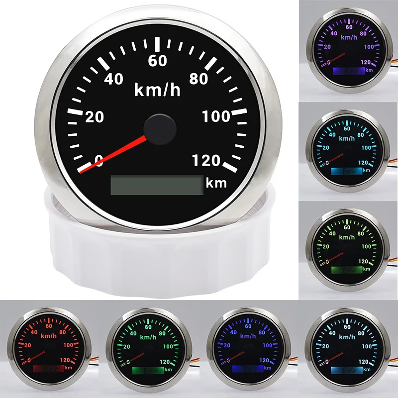 120 km/h rýchlomer GPS so 7 farbami podsvietenia GPS snímač rýchlomer pre auto motocyklové lodné auto automatické námorné námorné miesto 12V 24V
