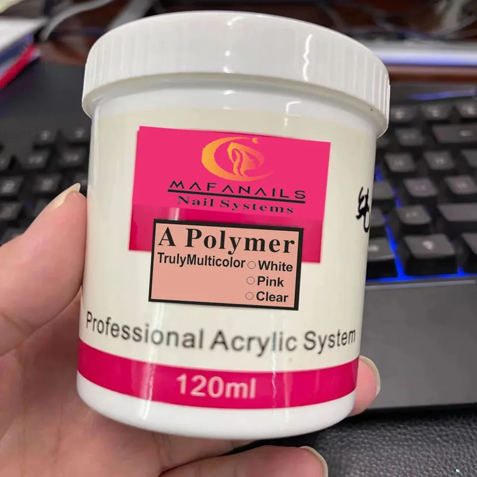 120 ml 4,23 oz akrylový nechtový prášok ružového a bieleho akrylového kryštálového práškového zápachu bez bubliny bez bubliny bez bubliny, ktorá nie je potrebná na nechtovú lampu dlhotrvajúca