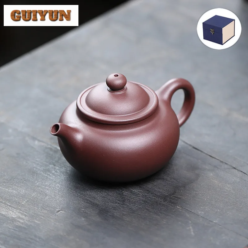 120 ml luxusný yixing Purpurové hlinené čajové kanály ručne vyrábané bambusové klobúky surové rudné purpurové bahenné čajové výrobky Kettle Zisha Tea Set Collection