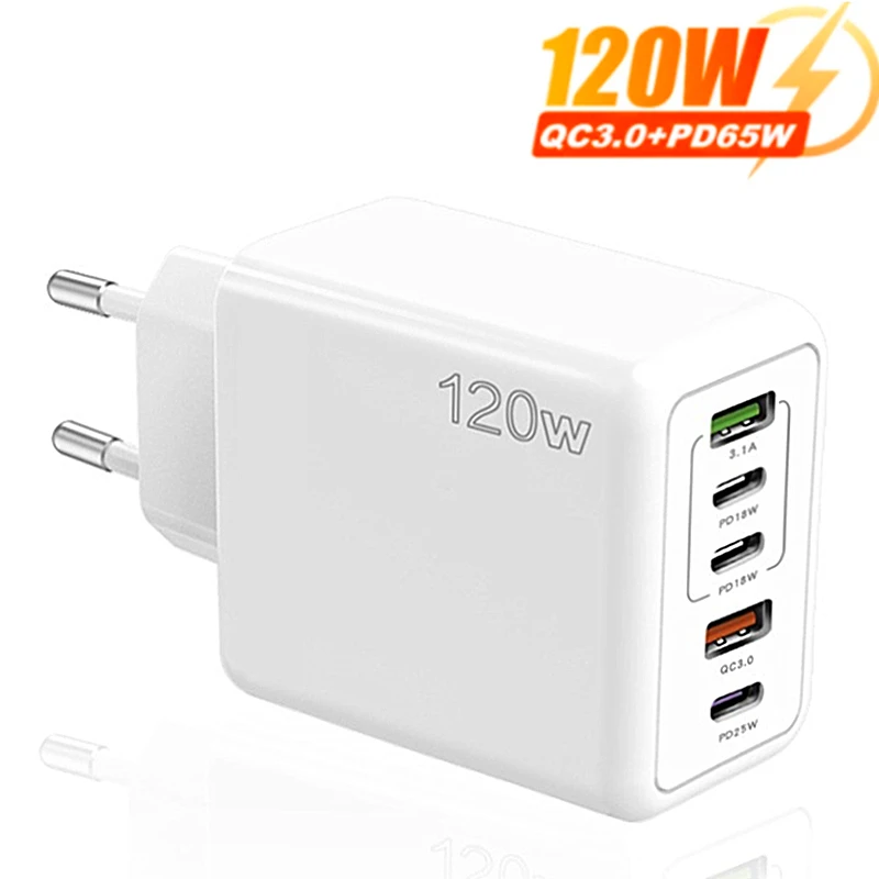 120 W 5 portov USB C PD nabíjačka Rýchle nabíjanie PD Rýchle nabíjanie 3.0 USB C Phone Charger Adapter pre iPhone 15 16 13 13 Xiaomi Samsung