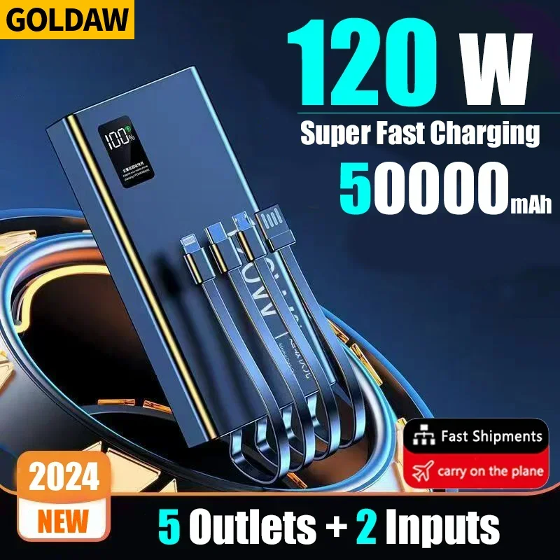 120 W 50000 mAh vysoká kapacita Power Bank 4 v 1 rýchleho nabíjania prenosná nabíjačka batérií pre iPhone Samsung Huawei Xiaomi