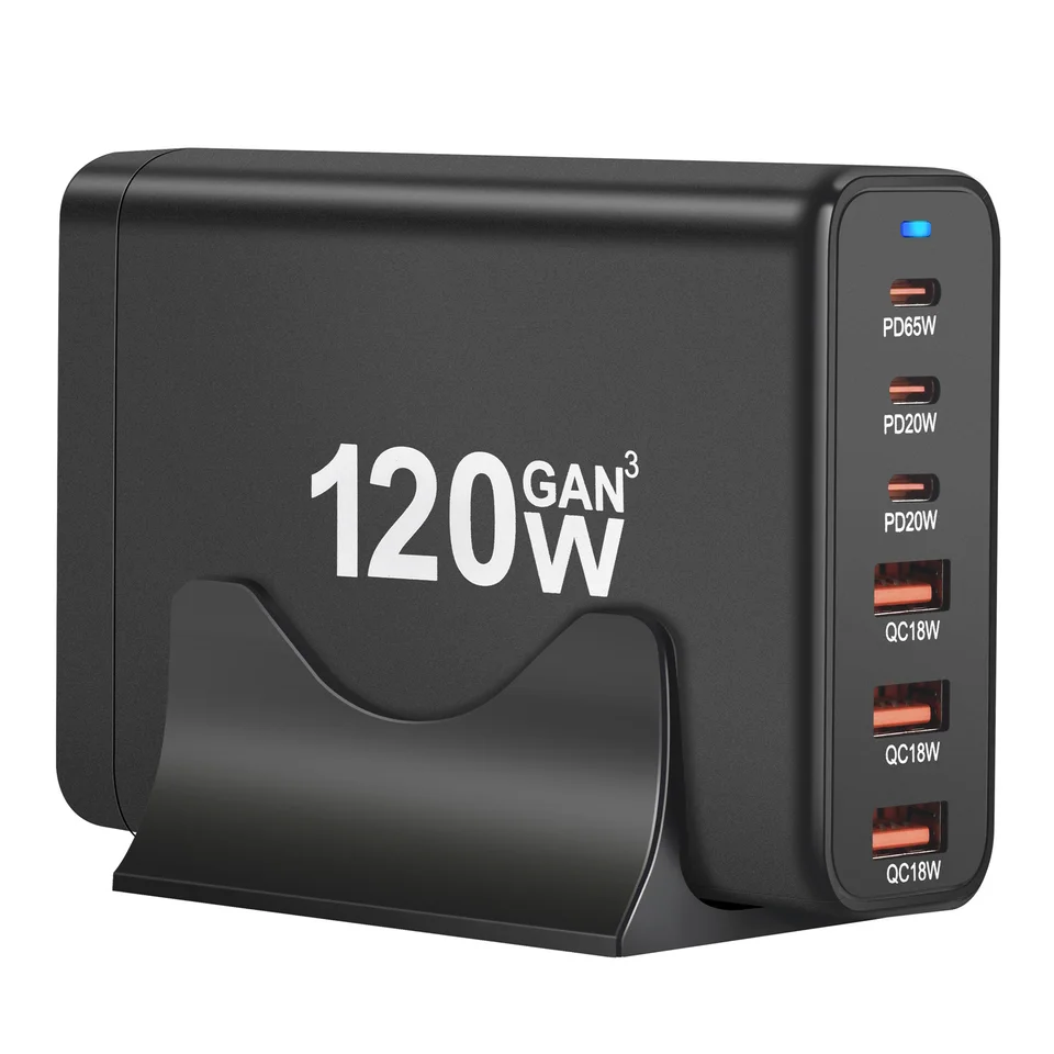 120 W Gan Multi USB Nabíjacia stanica 6 Port Hub Type C Charger PD Rýchle nabíjacie stanica Smart nabíjačka pre iPhone Samsung Xiaom