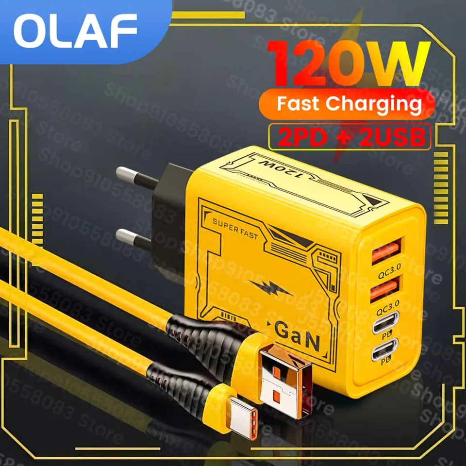 120 W rýchla nabíjačka typu C USB C PD nabíjačka pre iPhone Xiaomi Samsung 6a 120W Typ C Super rýchle nabíjanie káblovej nabíjačky káblov