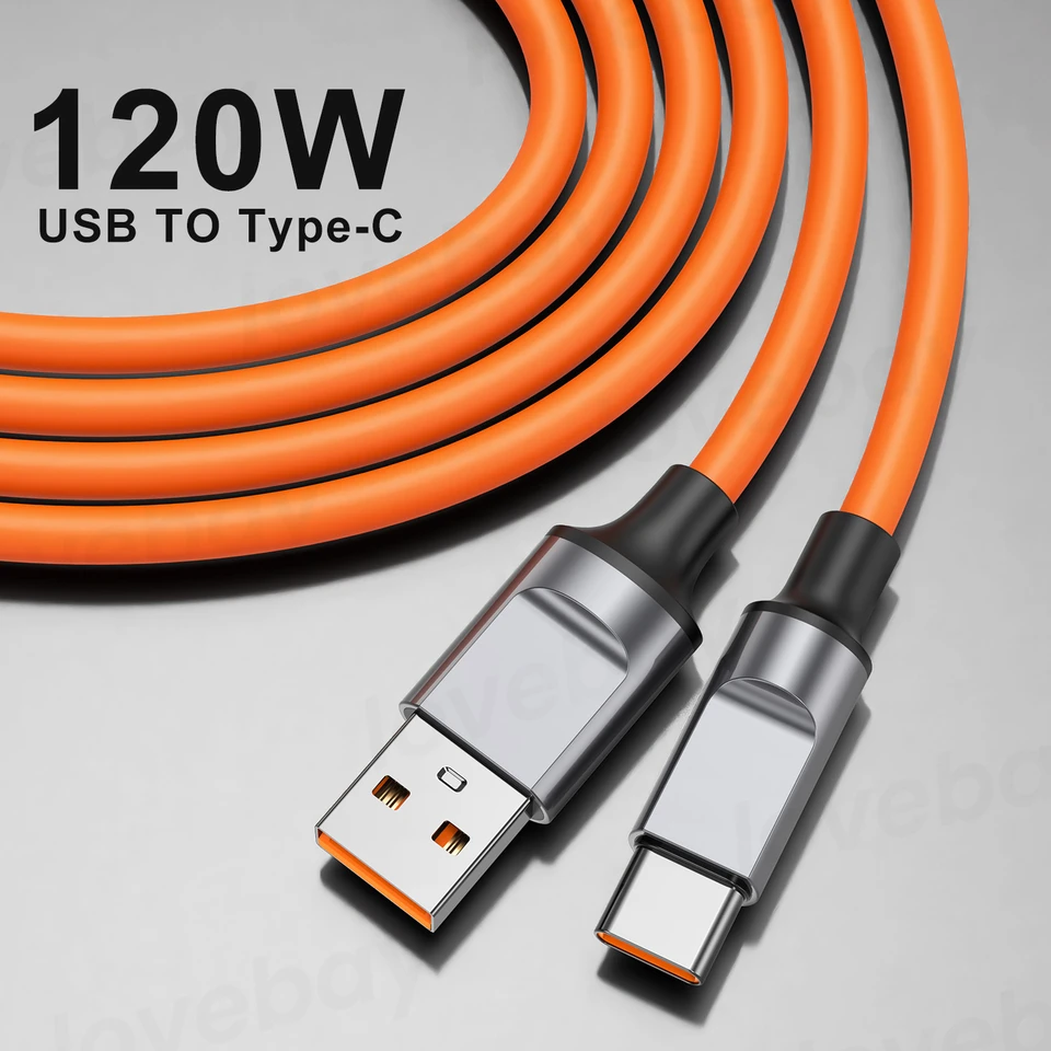 120 W rýchle nabíjacie kábel typu C 1M Silikón USB C Phone Quick Charger Dátový kábel drôt pre iPhone 15 Pro Max Samsung Huawei Xiaomi