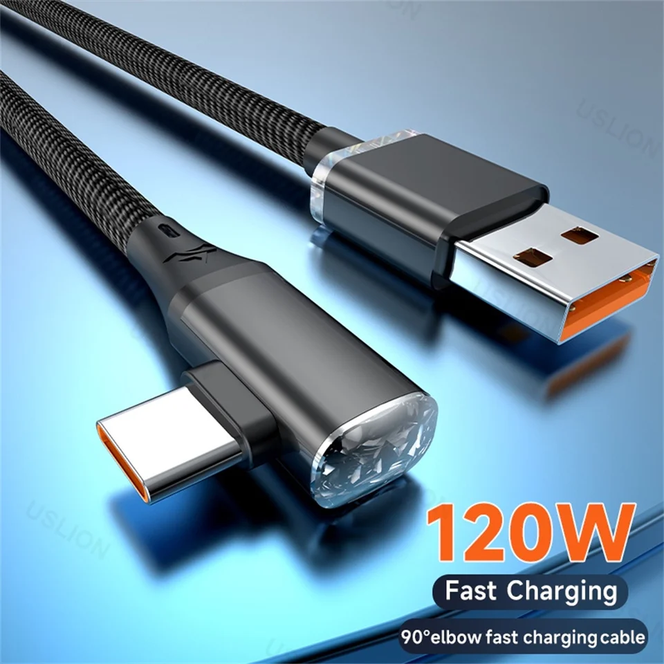 120 W Super rýchle nabíjanie lakťového lakovača pre hru, dátový kábel typu USB pre Xiaomi 14 Redmi 13 POCO X6 HUAWEI P30 OPPO ONEPLUS 12