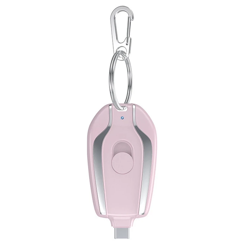 1200 mAh prenosná mini napájacia banka Keychain Powerbank Mobilný telefón Náhradná externá batéria pre smartfón, Ružová type-C