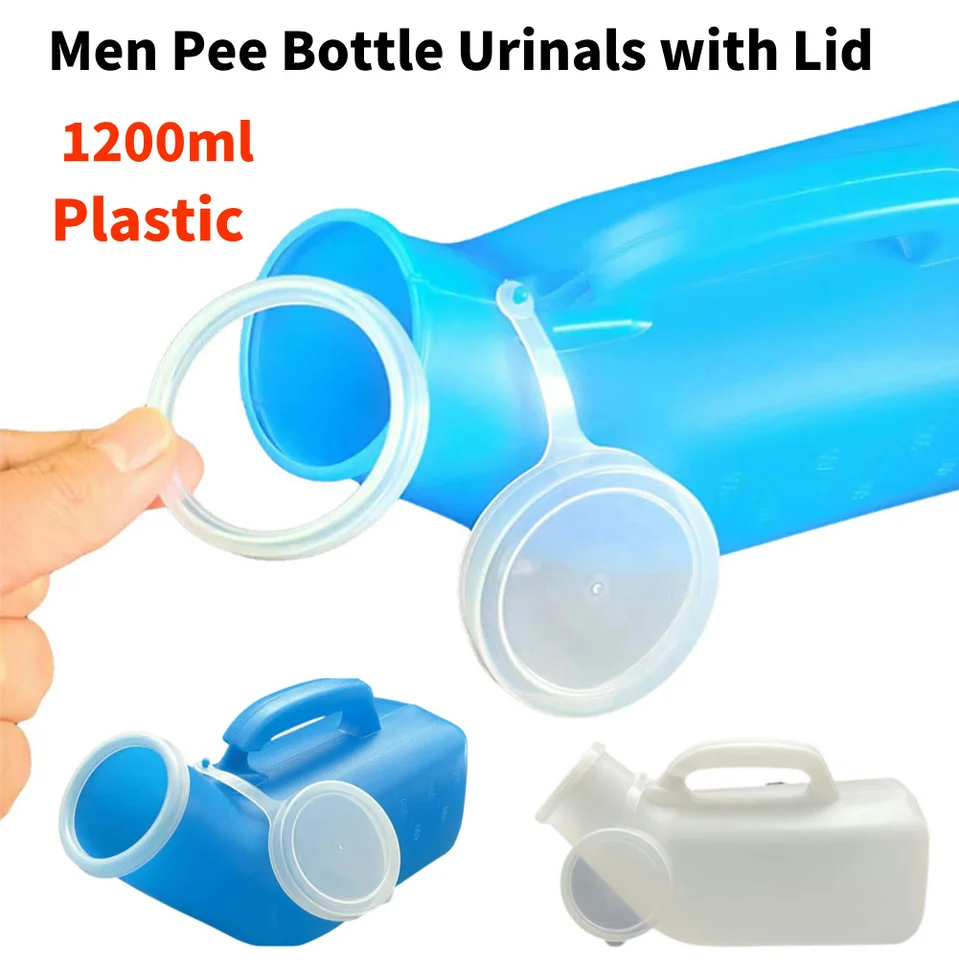 1200 ml/1000 ml mobilných záchodových pisoárov pre mužov prenosné prenosné plastové mužské fľaša na posteľnú fľašu s vekom pre vonkajšie auto staršie osoby