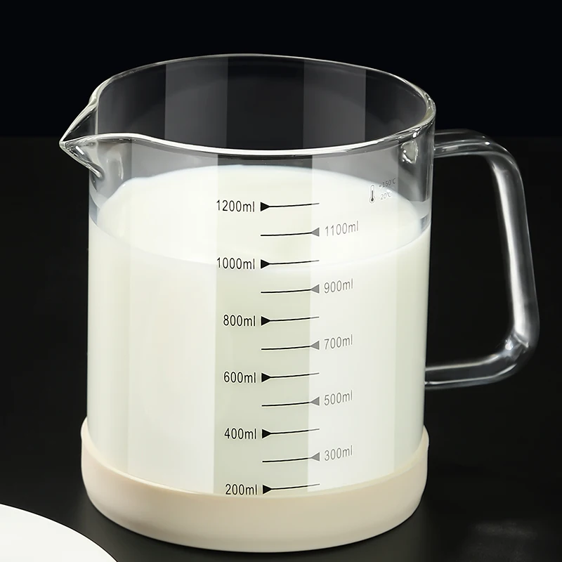 1200 ml/1500 ml Vysoký borosilikátový sklenený merací šálka šálky džbánu Čistá šálka mlieka na pečenie varenie kuchynských prístupov veľká kapacita