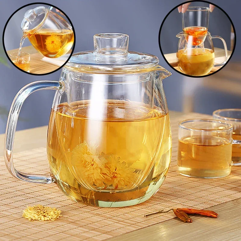 1200 ml sklenená čajová kanvica s odnímateľnou infuserovou bezpečnou čajovou kanvicu môže byť ohrievaná kvitnúca čajový filter kvitnúce kvitnúce voľný čajový výrobca čaju