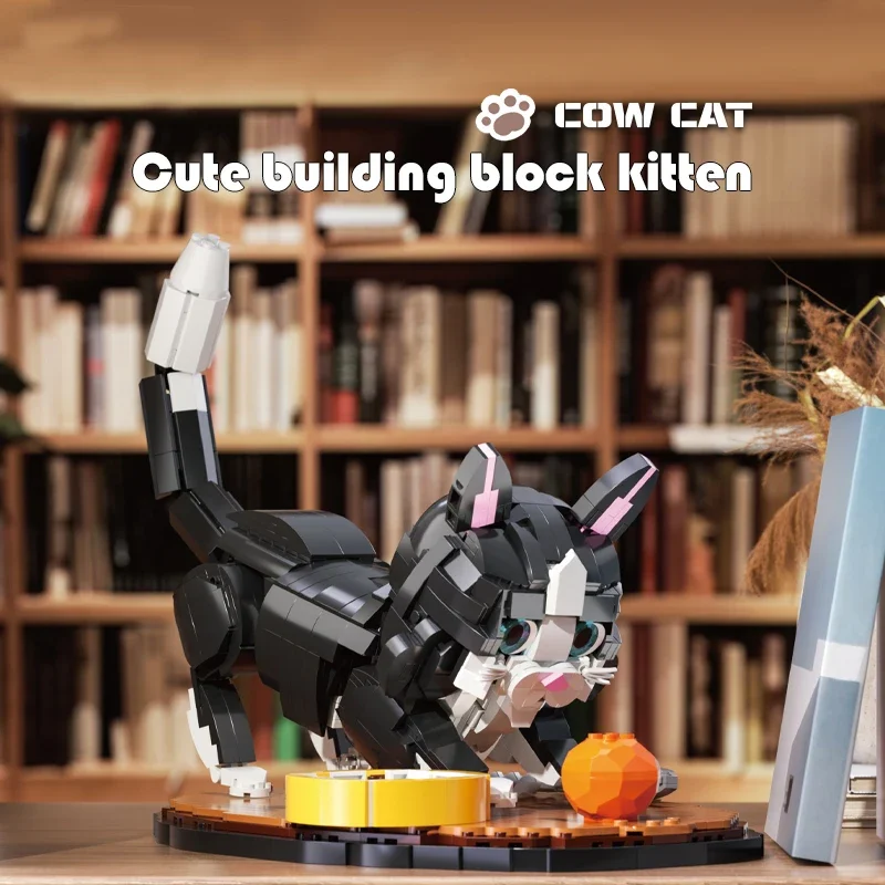 1200ks krava Cat Building Blocks DIY roztomilý displej mačky Model tehly Zbierka DIY Vzdelávacie hračky pre deti s dovolenkovými darčekmi