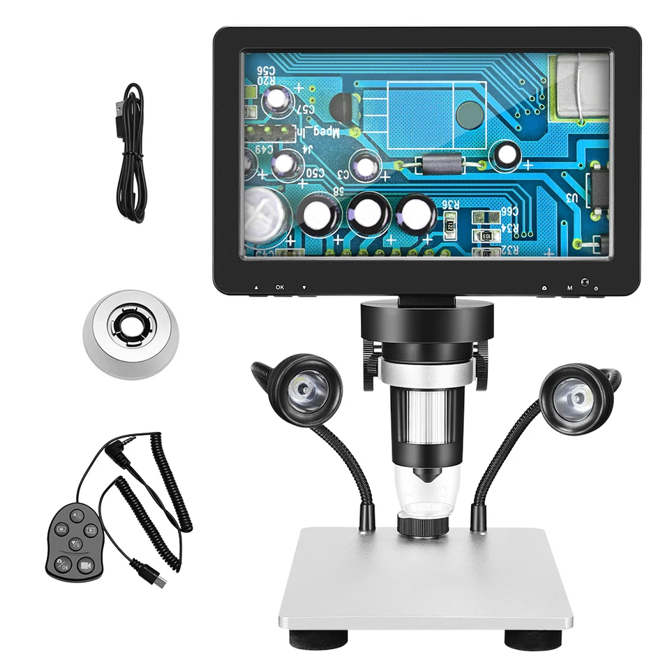1200x digitálny mikroskop 7 palcov LCD displej 1080p digitálneho luna s kovovými stojanmi na opravu nástroje na opravu obvodov