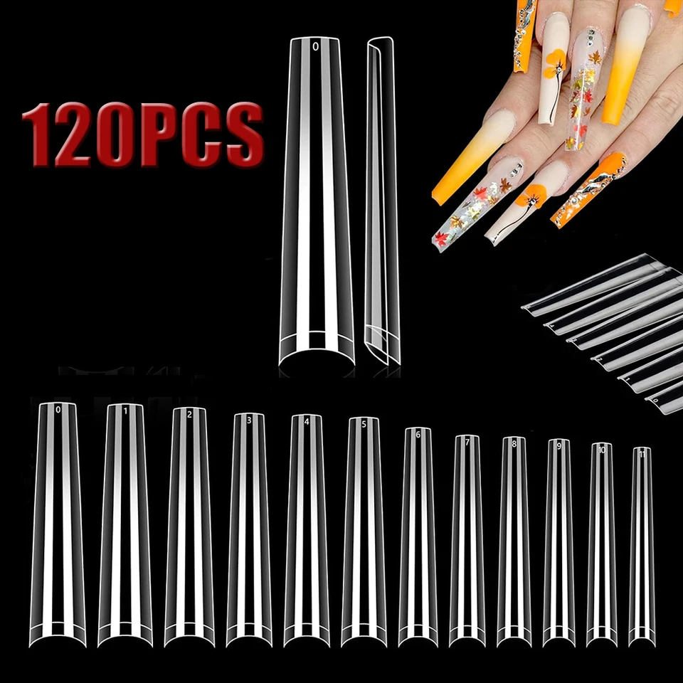 120ks dlhé číry klince na klince Tips Extra Dlhá krivka Half Cover Croffin Choty Tips