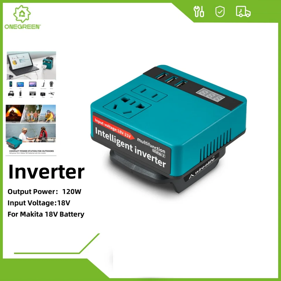 120W Inverter Power DC 18V až 220 V menič napájača napájacieho zdroja pre domáce spotrebiče pre batériu Makita 18V