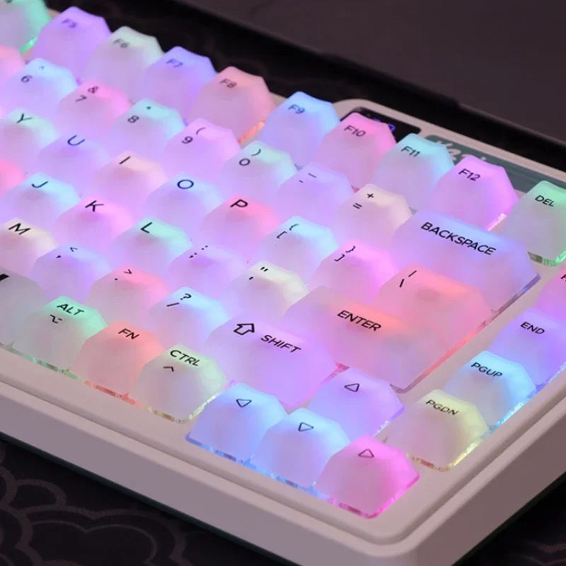 122Keys Milky White Keycaps Vlastná matná hmla Transparentné matné počítač Pudding PBT Point Makima Keycap pre Gaming Crush80 Darček