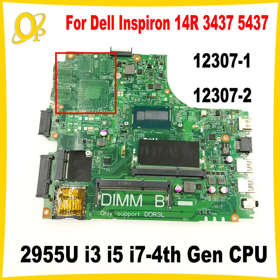 12307-1 12307-2 pre Dell Inspiron 14R 3437 5437 Základná doska pre laptop s 2955U i3 i5 i7-4th gen CPU CN-0Y3JGV YGRK4 DDR3 testovaná