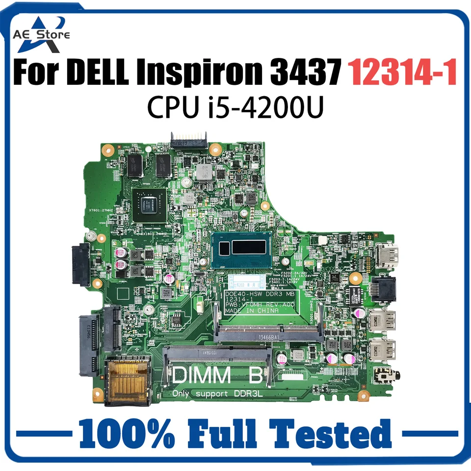 12314-1 pre Dell Inspiron 3437 laptop základná doska i5-4200U CPU 0Y5jjk notebook hlavná doska