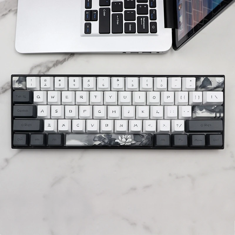 124 klávesov/nastavte OEM Profil atrament Lotus Keycap PBT Dye Sublimation Key Caps 6.25U pre mechanickú klávesnicu DIY 61 AR21 22 Dropshipping