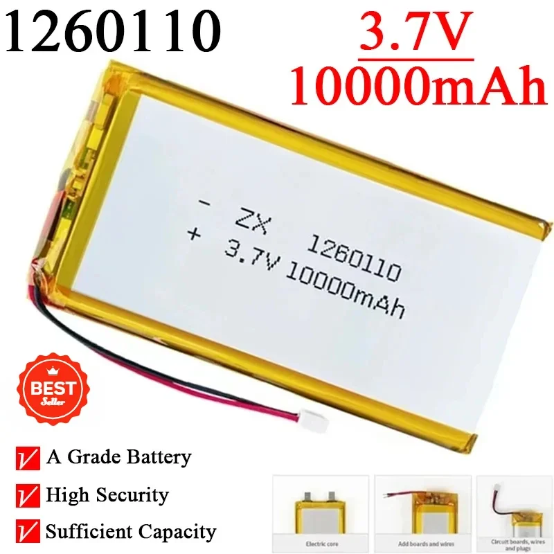 1260110 3,7V 10000 mAh lipo Litium polymér batérie pre mobilné napájanie inteligentné záclony spínač dverí klimatizácia klimatizácia