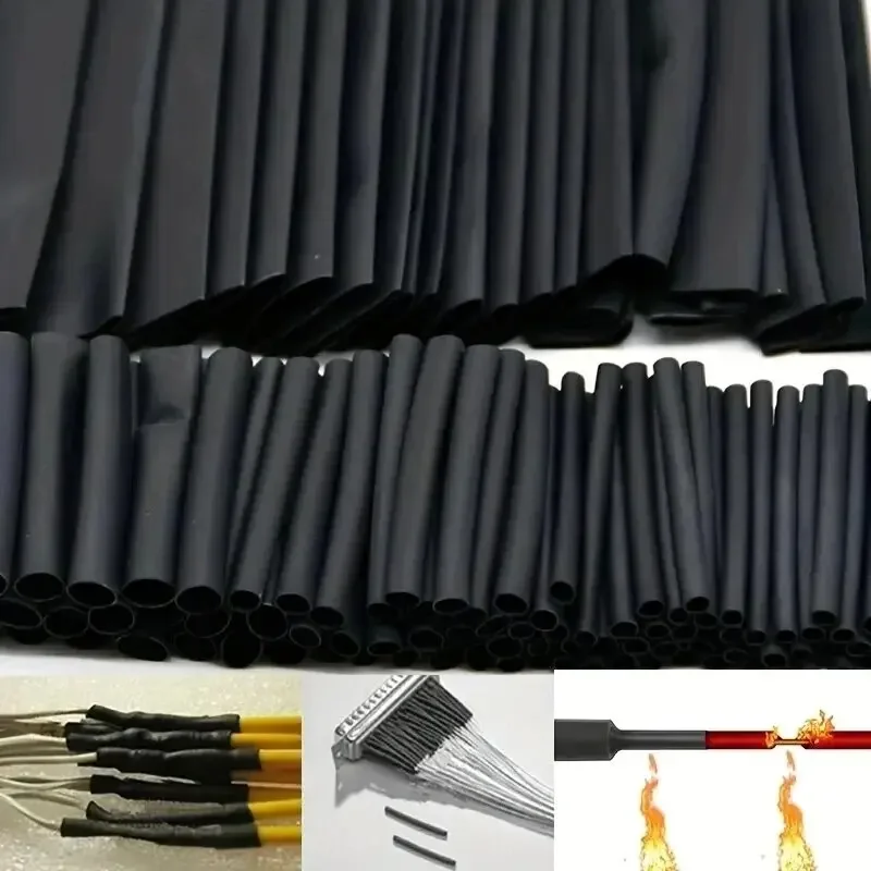 127ks/šarža čierna teplota zmršťovací rukáv Set ThermoResistant trubice zmrštenie drôtu kábla kábla Polyolefín Wrap hadičky