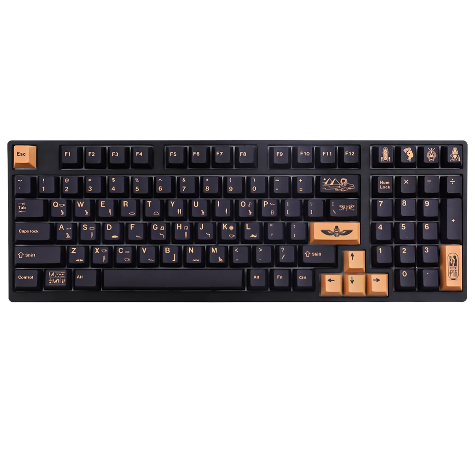 129 klávesov PBT farbivo-sub čerešňový profil kľúča gmk faraoh téma kľúča kľúča pre MX Switch Mechanical Keyboard Black Keycaps