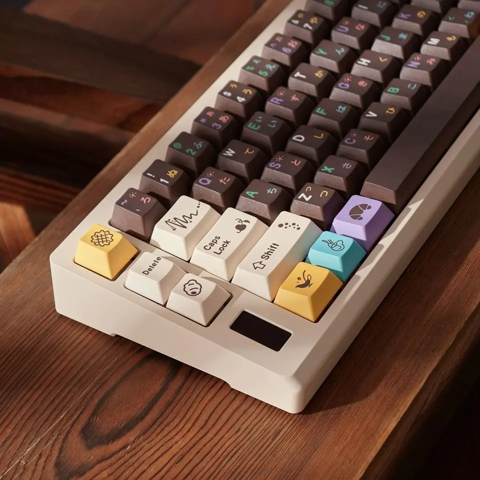 129Keys Chocolate Donut Farba Keycap Popoludňajší čaj Mechanická klávesnica PBT Päťstranný sublimácia Cherry PBT Retro Keycap