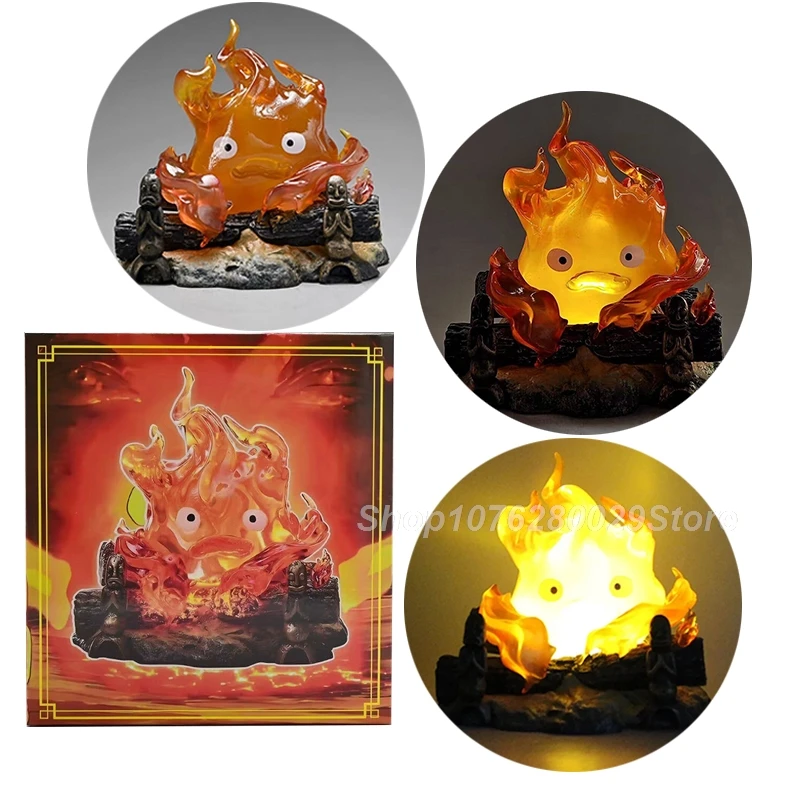 12cm Calcifer Anime Obrázok PVC Luminous Model Action Obrázok dýchacia lampa GK Model Hračky Zbierka Home Dekorácie Darčeky