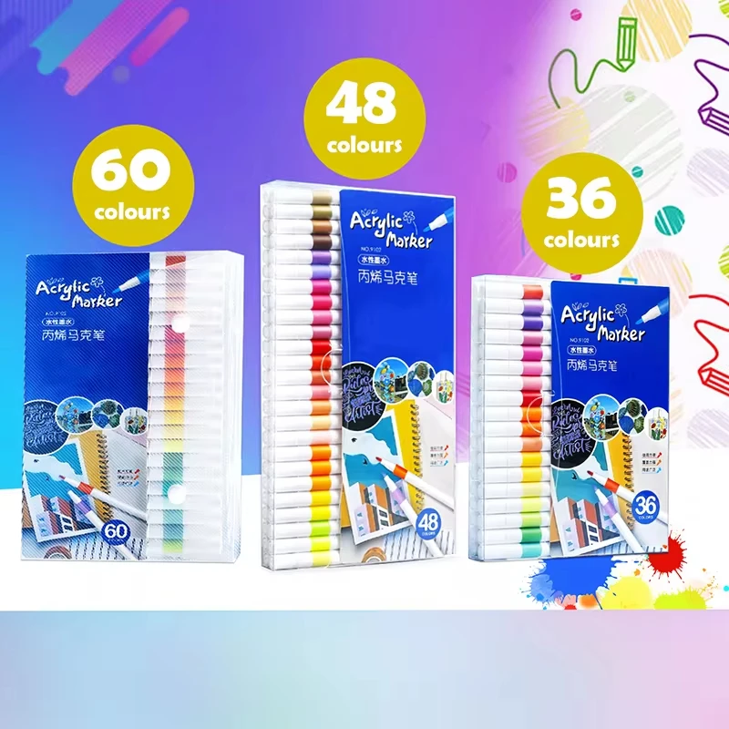12Colors akrylové farby marker kefové markery súpravy pre detský náčrt