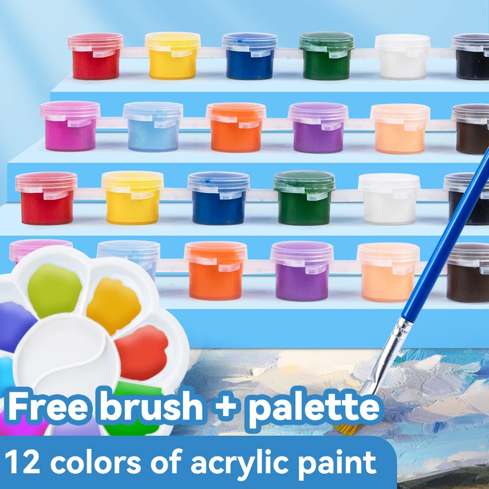 12Colors/Set Acryl Pigment s kefou Paleta malého skrinky pre začiatočník detské ručne maľované graffiti sfarbenie náradia maľby maľby
