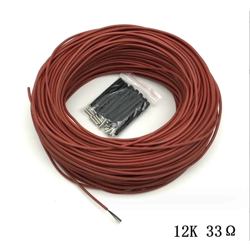12k33Ω uhlíkové vlákno elektrické vykurovacie páska podlahová podlaha Vykurovanie vlákniny drôt pre vnútornú podlahovú vykurovanie gumové elektrické horúca linka