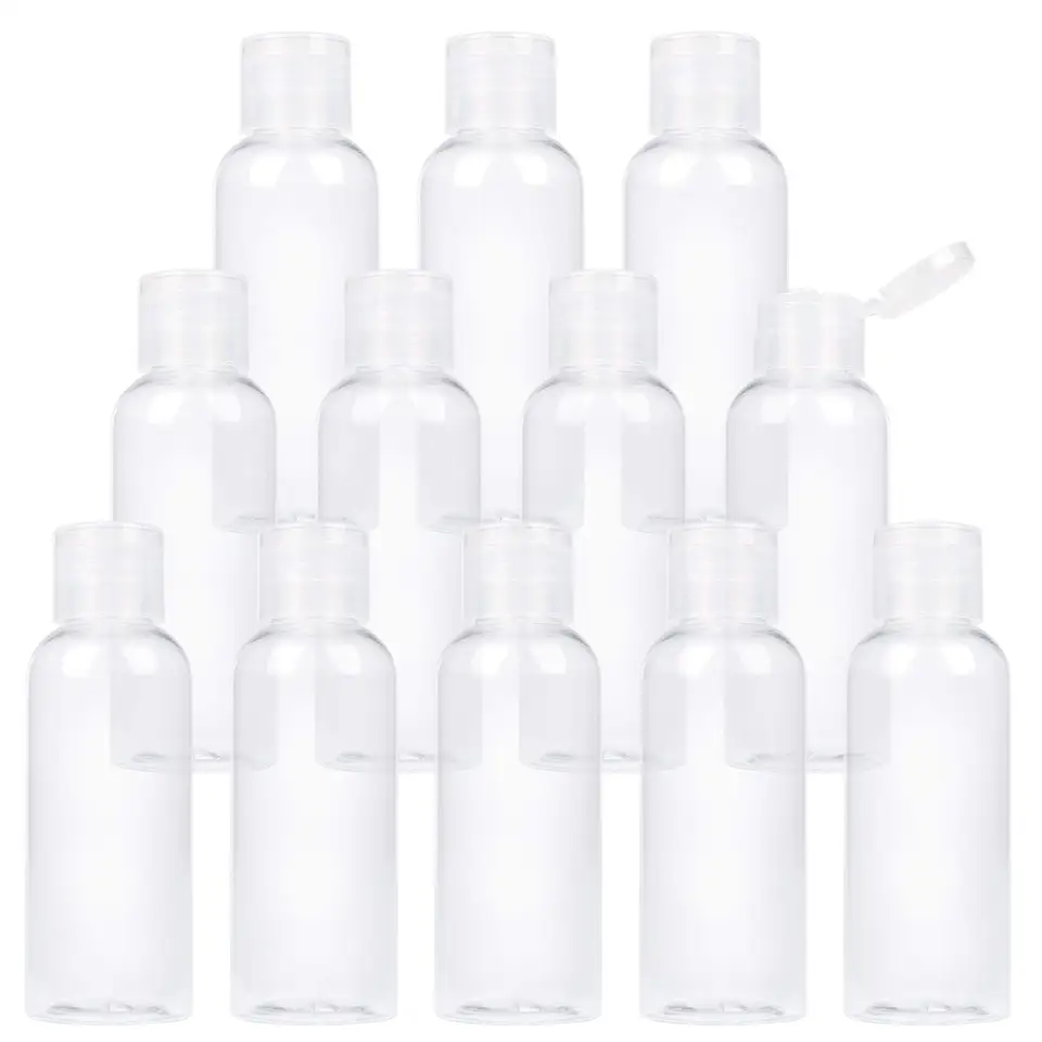 12ks 50 ml 60 ml 100 ml plastových prázdnych fliaš s preklopnou čiapkou Malé nádoby na doplňovanie nádoby Šampón Lotions Liquid Body Mydlo krém