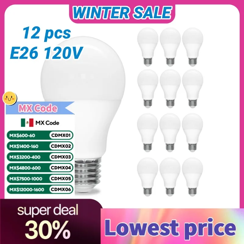 12ks A19 LED žiarovky E26 EDISON SCRECT 9W 900LM Teplo 3000K & COOL 6500K 75W Ekonvalentný energetický účinok pre osvetlenie domácnosti v spálni