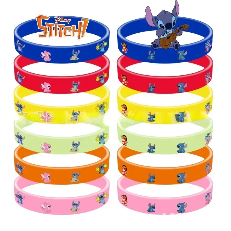 12ks Disney Stitch Silikón náramok Mickey Basketbal Basketball Ratch Racelet Silikónové náramky Športové náramky Anime šperky
