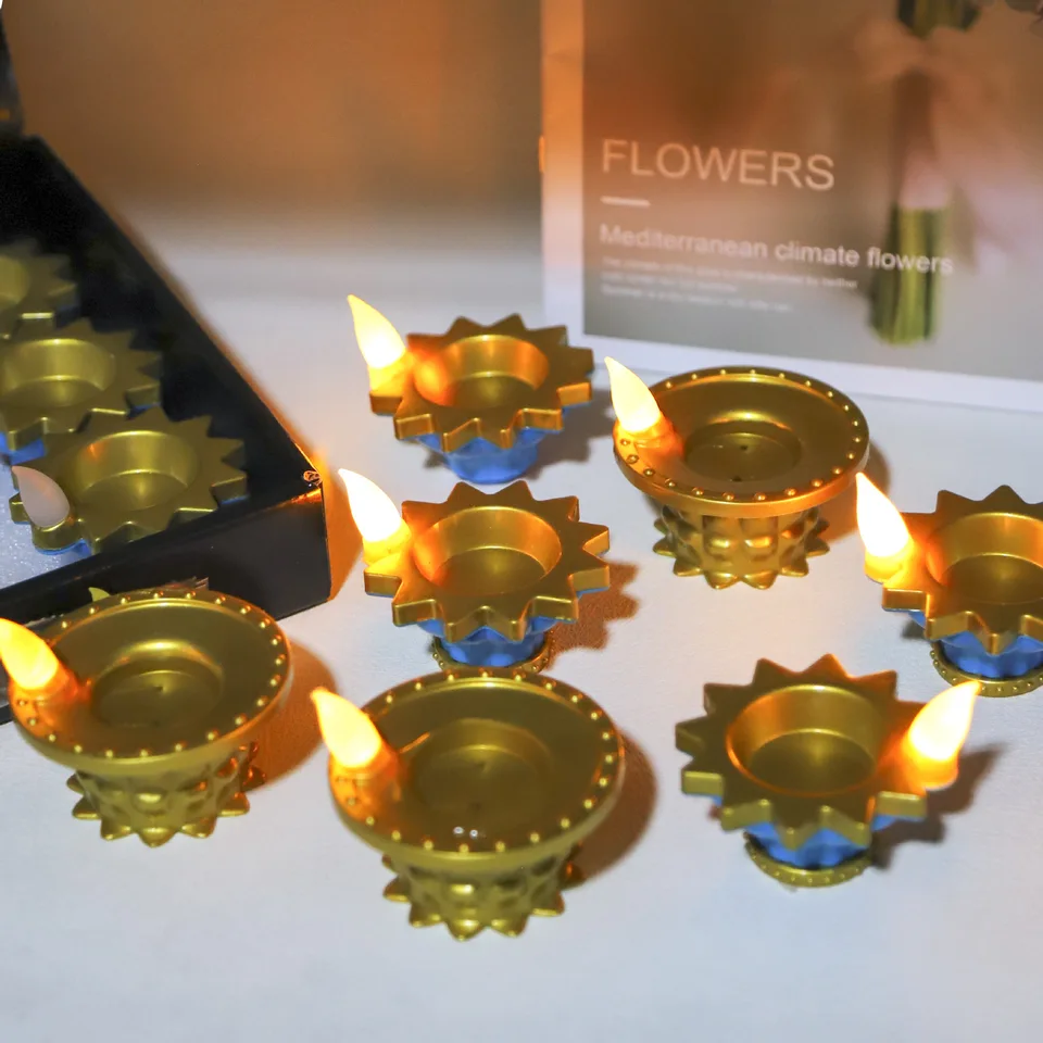 12ks Diya LED svetlo pre Diwali Water Sensor Candles Žiariace dekorácie Deepavali Festival Dekorácia