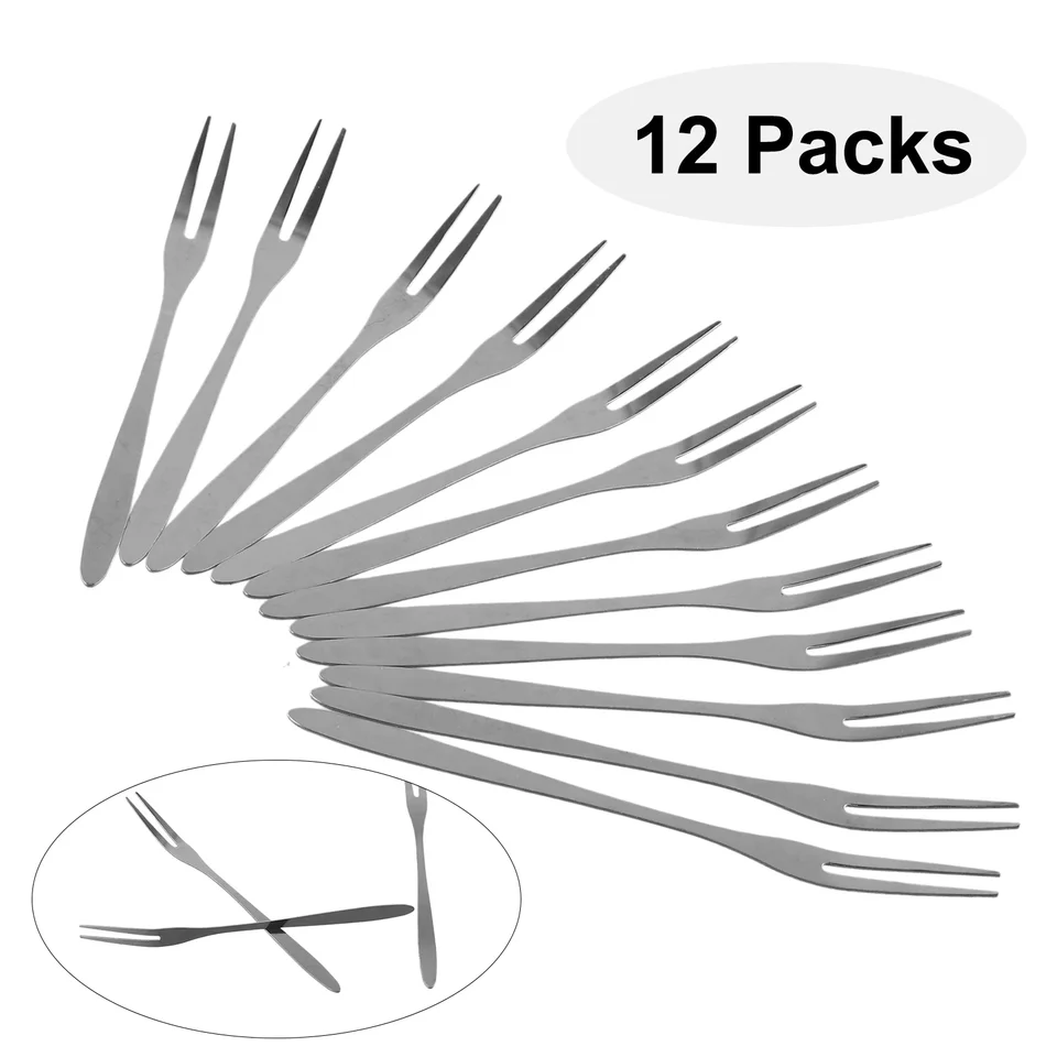 12ks Fruit Fork 12,8*0,9 cm z nehrdzavejúcej ocele Dezert Salad Cuantery Fork for Family Office Party BBQ Restaurant Camping