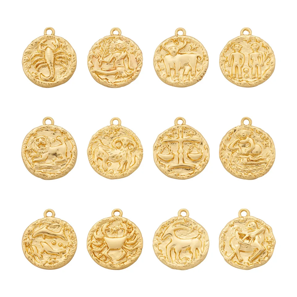 12ks konštelácie Kúzla mosadzné prívesky Zlatá farba pre náramky náhrdelníky Keychain DIY módne šperky tvorba nálezy